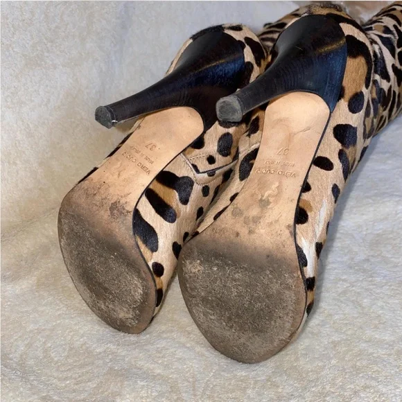 Y2K HTF Rare Blumarine Leopard Print Pony Hair Stiletto Boots - Picture 3 of 6